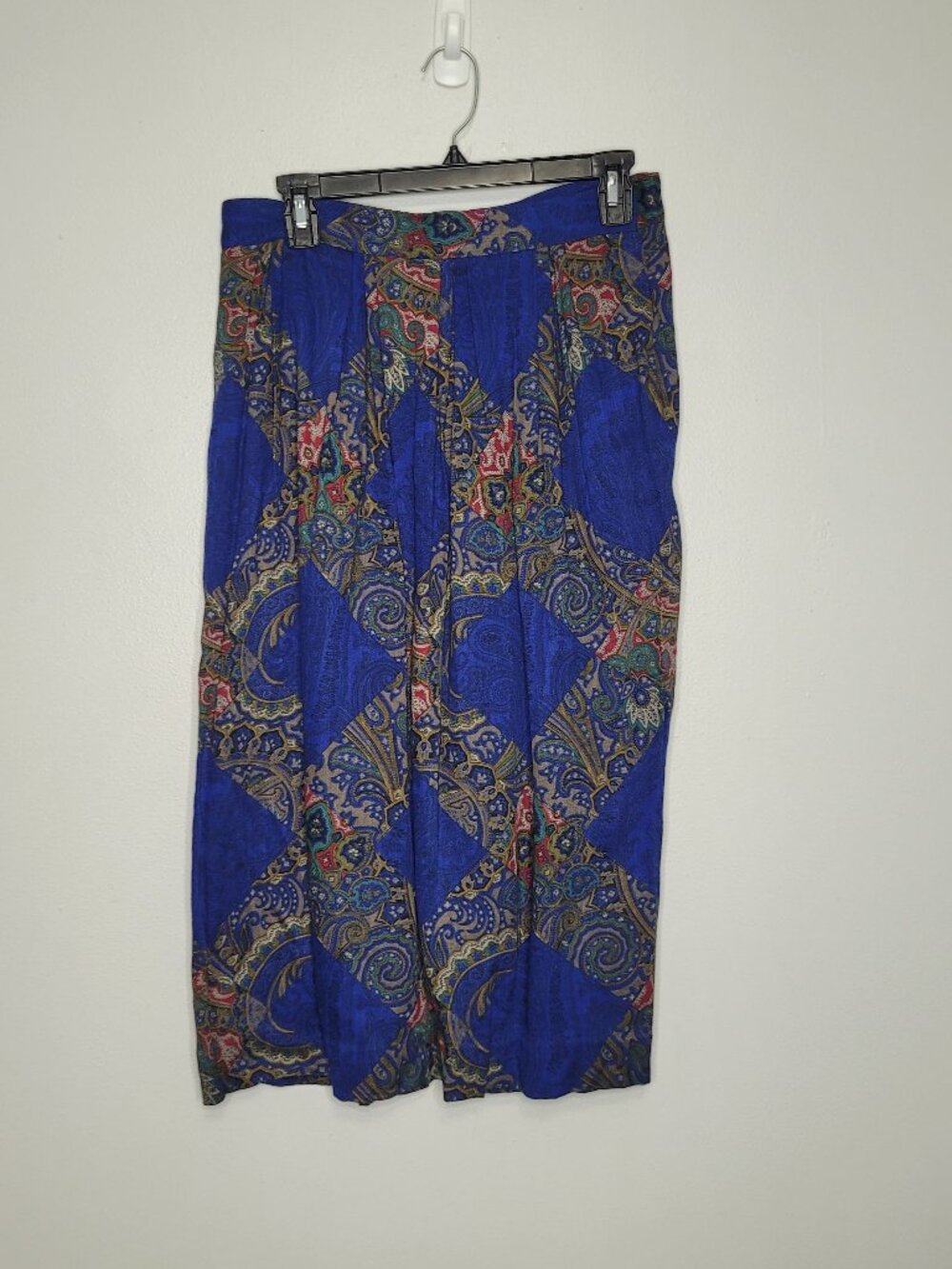 Vintage 90s West Bay blue regal print midi fairytale artsy skirt size 14